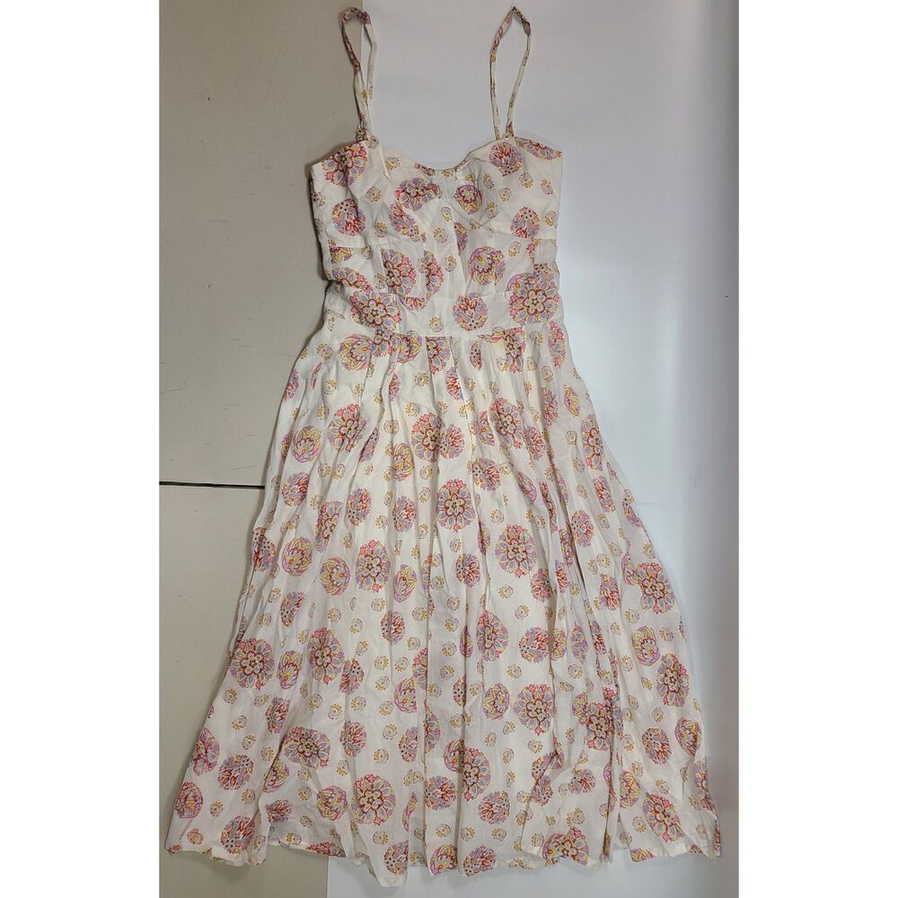 Vtg Laura Ashley Cottagecore 100% Cotton Floral Paisley Midi Sundress Size 4